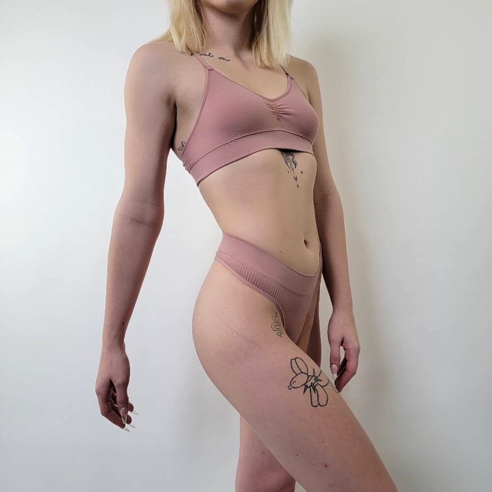 Dusty Pink Plain Lingerie Set - S - Picture 6 of 6